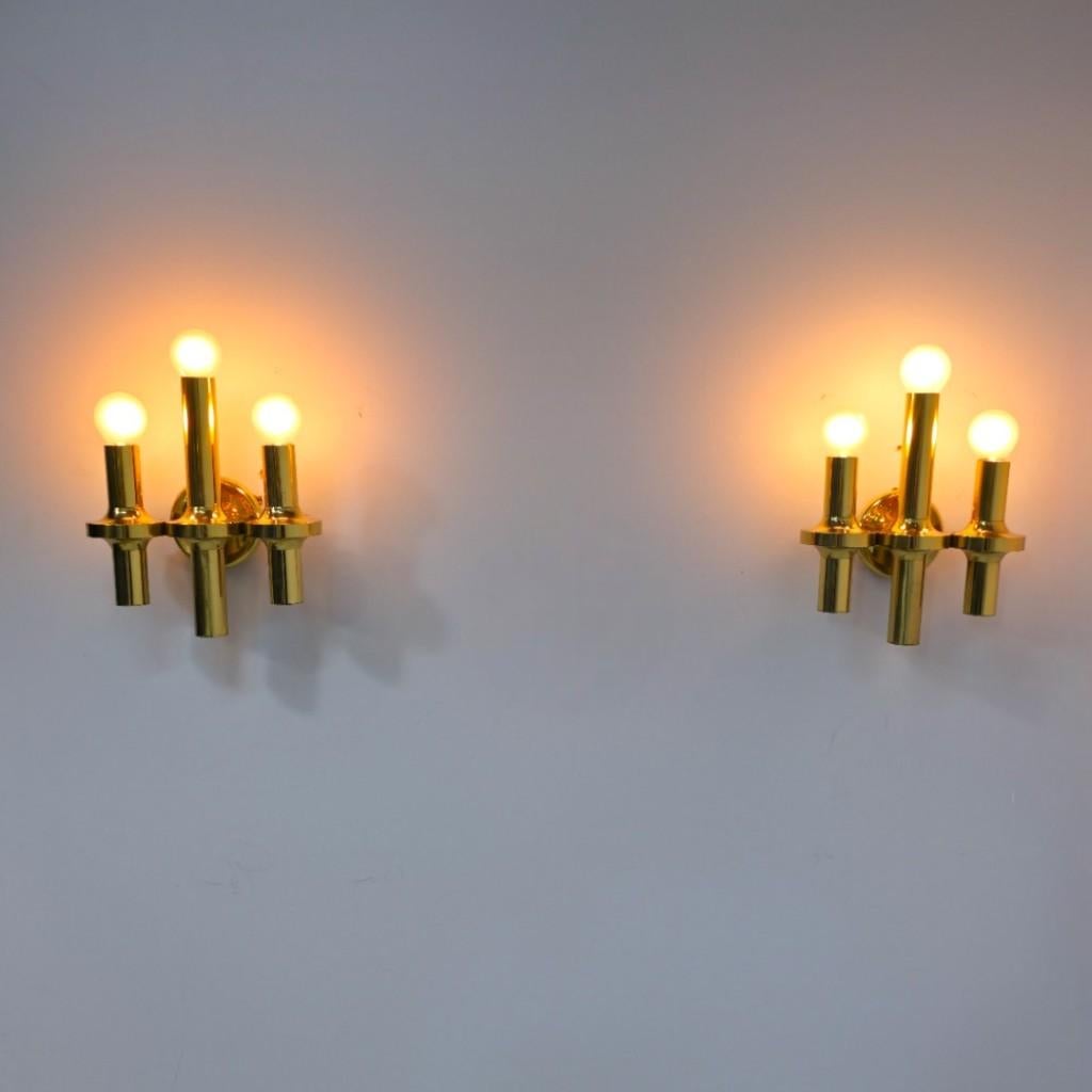 Messing design wandlampen Sciolari Italië mid century, Ophalen of Verzenden, Gebruikt, Metaal