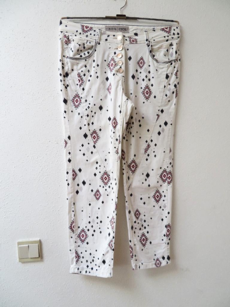 A40 CECIL  kuit broek wit beige rood maat 40, Maat 38/40 (M), Wit, Ophalen of Verzenden, Zo goed als nieuw