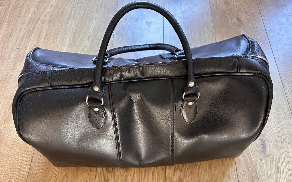 Zwarte leren tas met Ajax logo, Ophalen of Verzenden, Nieuw, Heren