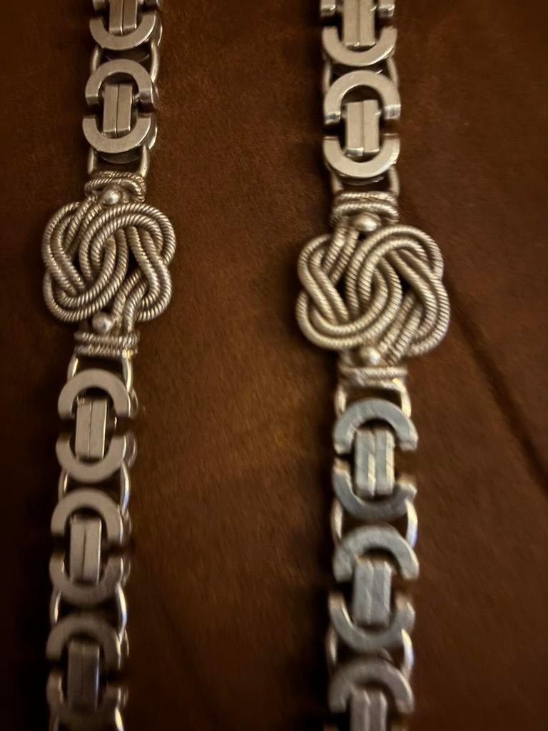 Zilveren mattenklopper ketting, Ophalen, Zo goed als nieuw, Zilver