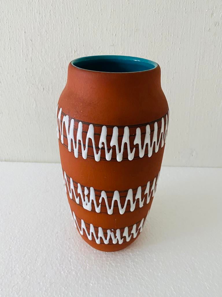 Keramiek Scheurich vaas met zaagtand decor , jaren 60, Scheurich, Gebruikt, Duitsland, Overige kleuren
