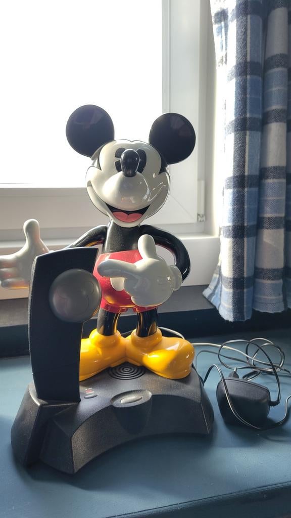 Disney Mickey Mouse telefoon vintage retro, Ophalen of Verzenden, Mickey Mouse, Gebruikt, Beeldje of Figuurtje