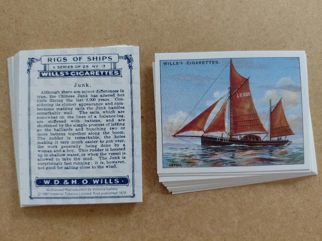Rigs of Ships complete set 25 cigarette cards REPRO, Ophalen, Zo goed als nieuw, Zeilboot, Overige typen