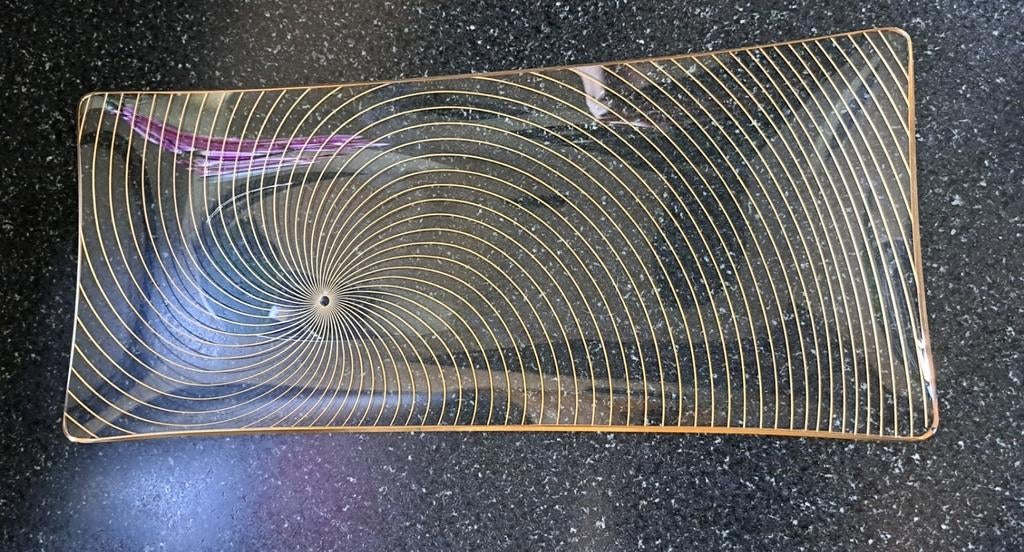 Vintage cakeschaal - golvende patronen, Ophalen of Verzenden