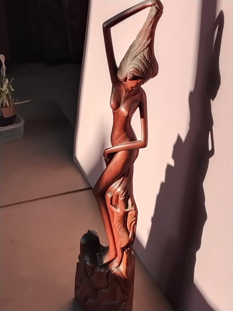 Art deco beeld van naakte vrouw met hond bali, Antiek en Kunst, Ophalen of Verzenden