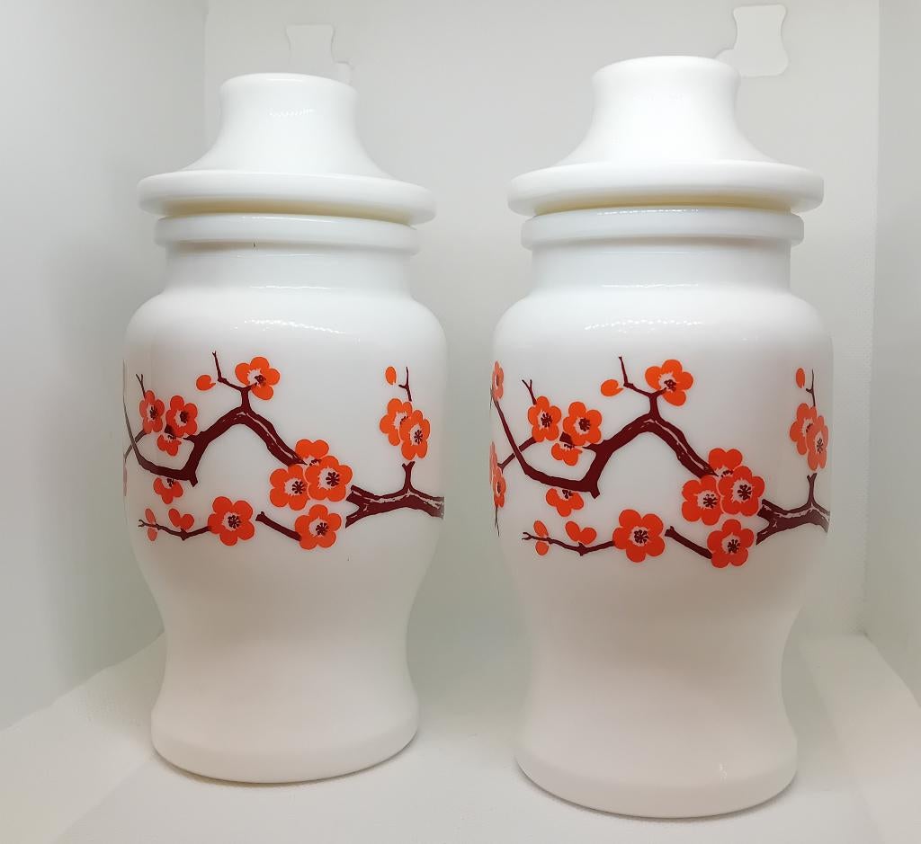 Vintage opaline of melkglas Ariel (mosterd) pot, Antiek en Kunst, Ophalen of Verzenden