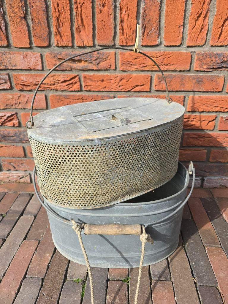 Vintage zinken aasemmer, aasemmer, vissersgereedschap 50S, Ophalen of Verzenden
