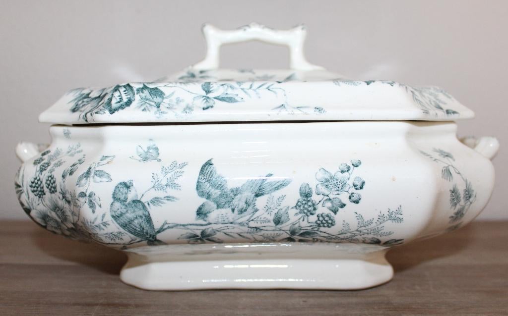 Antieke dekschaal decor Mignon - Longwy, Antiek en Kunst, Antiek | Servies los, Ophalen of Verzenden