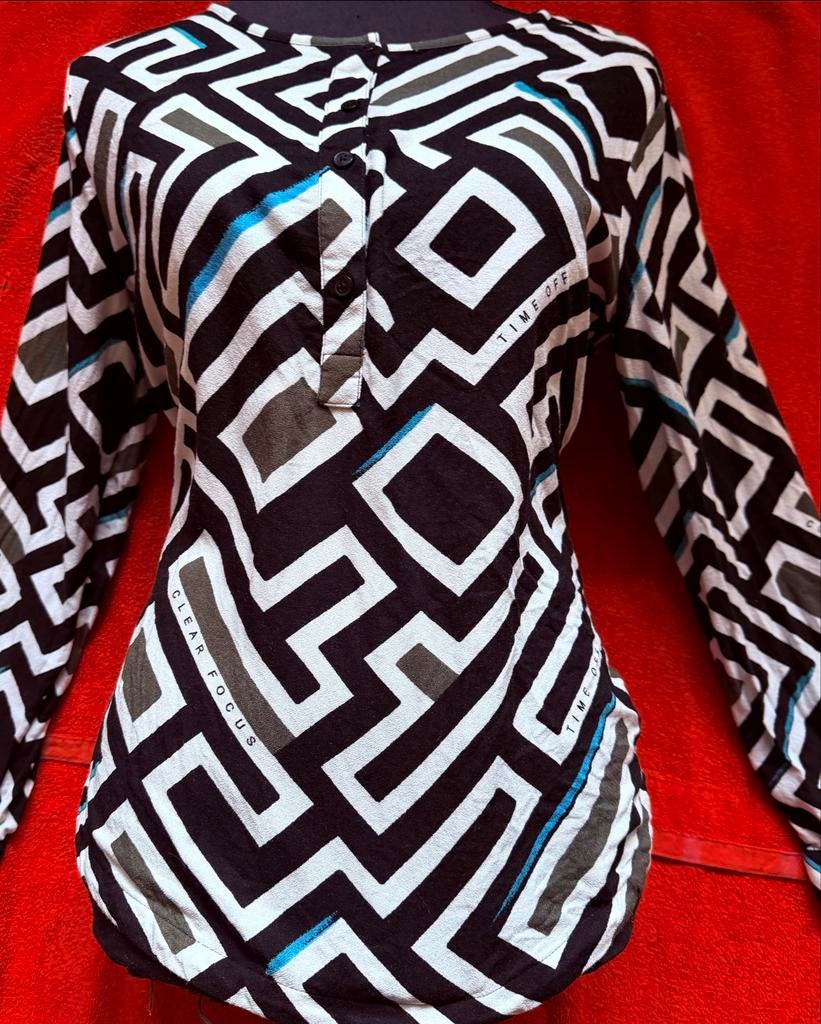 Zwart-witte tuniek. Maat M. Z.G.A.N. Geometrisch patroon, Ophalen of Verzenden, Zo goed als nieuw, Maat 38/40 (M), Overige kleuren