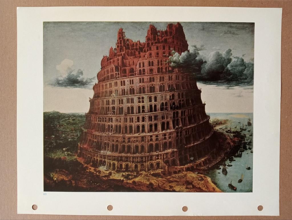 Toren van Babel print druk jaren 50-60, Ophalen of Verzenden