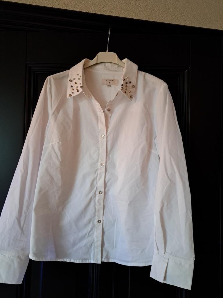 DAMRS BLOUSE MET STUDDS MAAT 40 MERK CREAM, Kleding | Dames, Ophalen of Verzenden, Zo goed als nieuw, Maat 38/40 (M), Wit