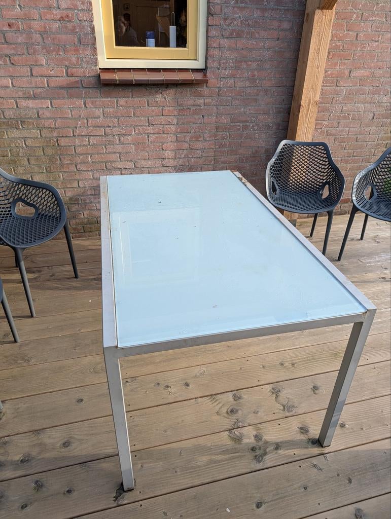 Gratis - Glazen tuintafel of glasplaat, Ophalen, Gebruikt, Rechthoekig, Metaal