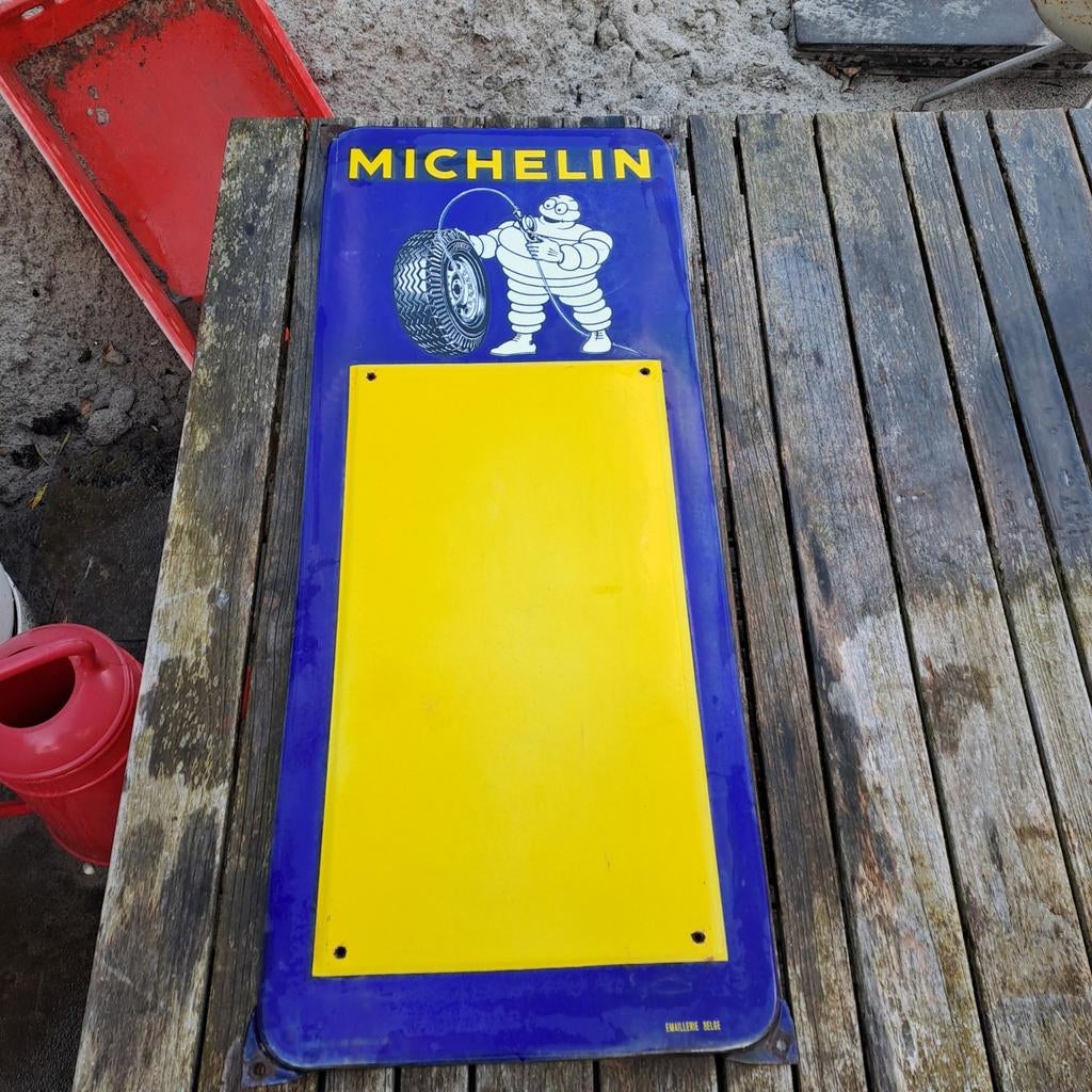 Michelin emaille bord 85x36cm uit 1955, Ophalen of Verzenden