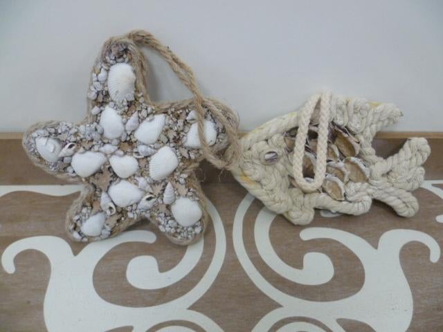 2x decoratie hangers : vis en zeester schelpen, Ophalen of Verzenden, Zo goed als nieuw