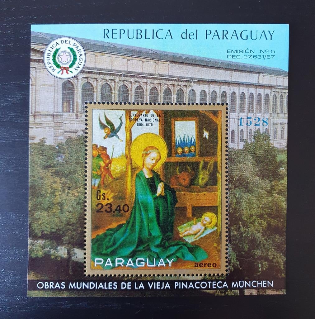 Paraguay 1970 Religie Kunst Schilderij Michel blok 143 pf, Verzenden, Postfris, Overige thema's