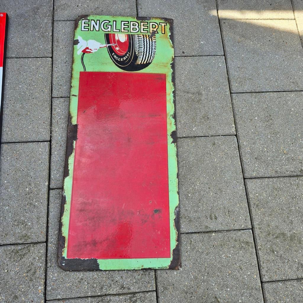 Vintage Emaille Reclamebord Englebert Banden, Ophalen of Verzenden
