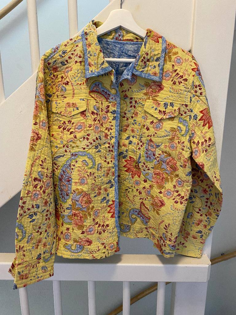 GEEL PAISLEY PRINT DAMES JAS, MAAT; M, Ophalen of Verzenden, Zo goed als nieuw, Maat 38/40 (M), Geel