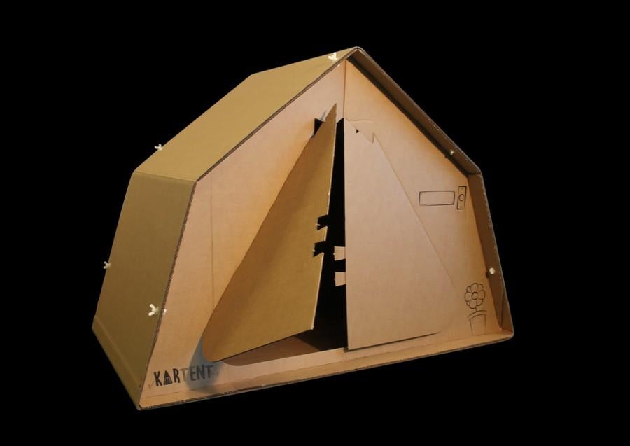 Kartonnen Kartent junior tent - speelhuisje met luifel, Ophalen, Zo goed als nieuw, Overige materialen