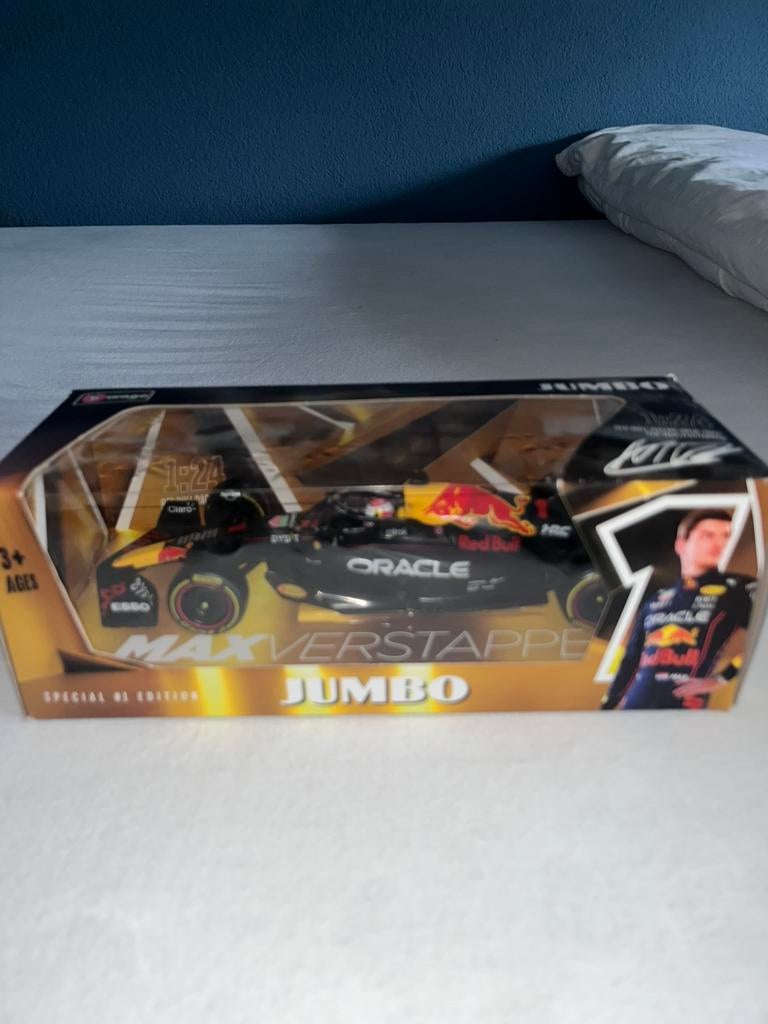 Max Verstappen Jumbo speciale collector auto, Ophalen of Verzenden, Zo goed als nieuw, Overige typen, Bburago