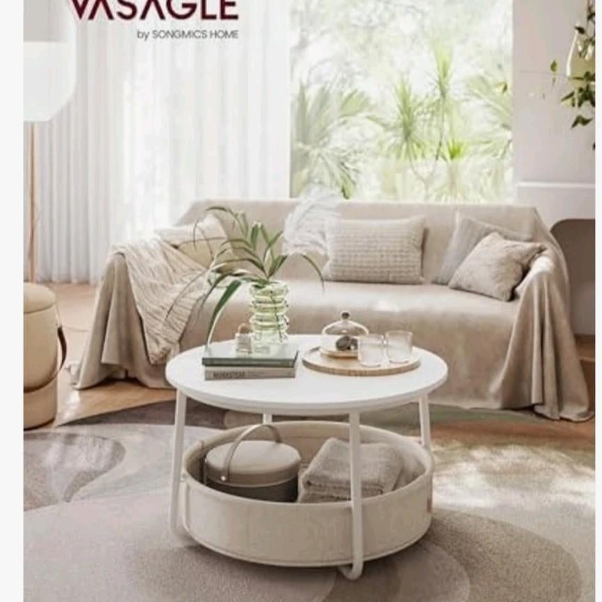 Moderne salontafel met opbergruimte - Wit/Beige, Huis en Inrichting, Tafels | Salontafels, Ophalen, 50 tot 100 cm, Modern, Scandinavisch