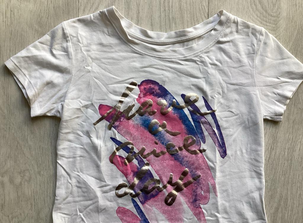 Wit T-shirt maat M :Have a nice day, Maat 38/40 (M), Wit, Ophalen of Verzenden, Zo goed als nieuw