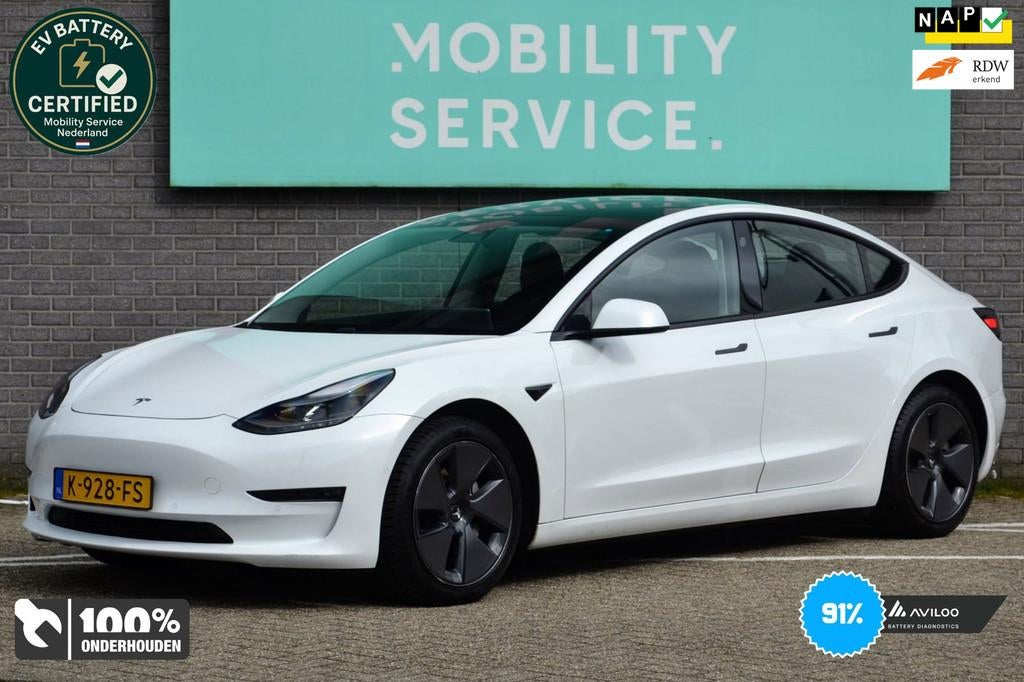 Tesla Model 3 Long Range AWD 75 kWh SOH91% Facelift Pano LED, Stoelverwarming, Gebruikt, 544 km, Wit
