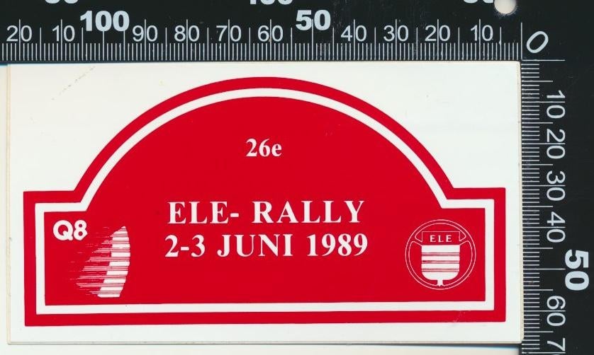 Sticker: Ele Rally 1989, Ophalen of Verzenden, Zo goed als nieuw, Auto of Motor