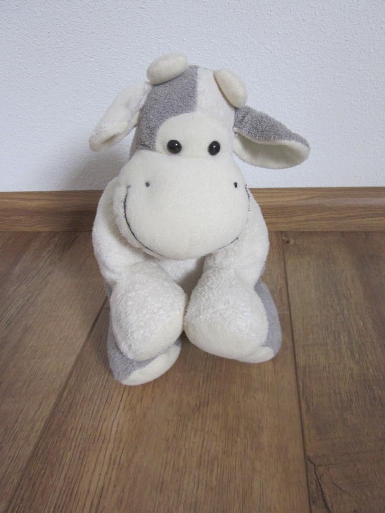 Tiamo Collection lichtgrijs-roomwit badstof zachte koe knuff, Ophalen of Verzenden, Nieuw, Koe