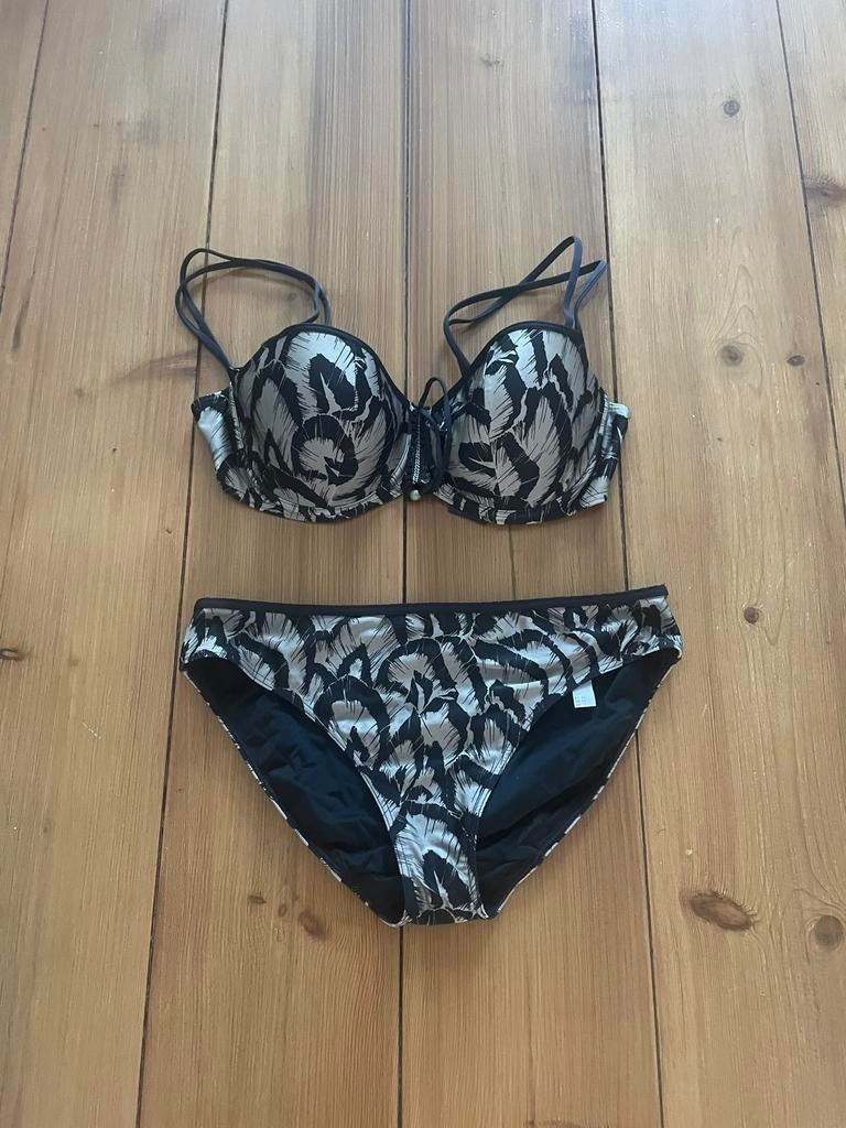 Mooie zwartezilver kleurige bikini Prima Donna, 80D, maat 42, Verzenden, Zo goed als nieuw, Zwart, Bikini