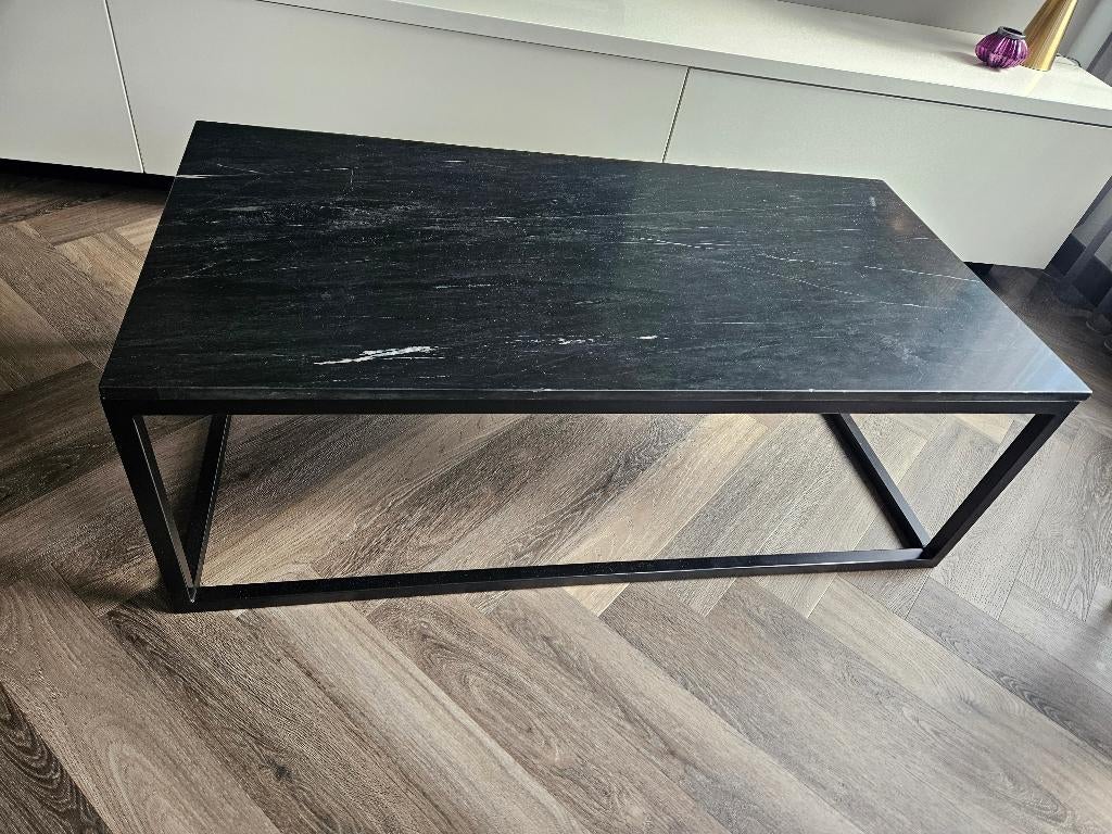 Salontafel zwart marmerlook, Huis en Inrichting, Tafels | Salontafels, Ophalen, 50 tot 100 cm, Rond, 50 tot 100 cm