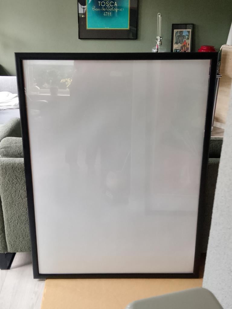 Zwart houten lijst met glasplaat  90 x 120 cm., Ophalen, Zo goed als nieuw, 100 tot 125 cm, 75 cm of meer