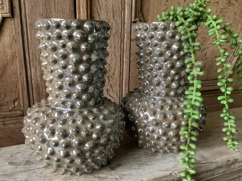 NIEUW mooie dots vazen bronskleurig met parelmoer glans, Ophalen of Verzenden, Nieuw