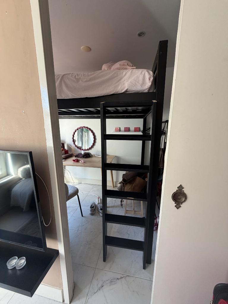 Ikea storä hoogslaper zwart, Huis en Inrichting, Slaapkamer | Stapelbedden en Hoogslapers, Gebruikt, Hoogslaper, 160 tot 180 cm