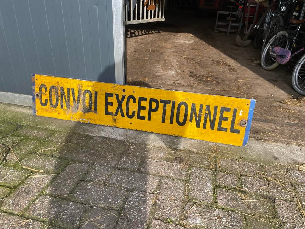 Convoi Exceptionnel bord - Groot transport waarschuwingsbord, Ophalen, Gebruikt