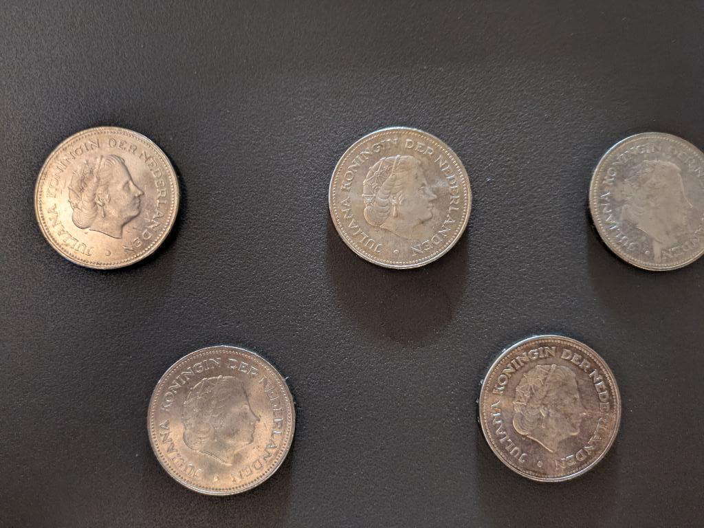 5x 10 Gulden Nederland Herrijst 1945-1970, Ophalen, Koningin Juliana, 10 gulden, Zilver