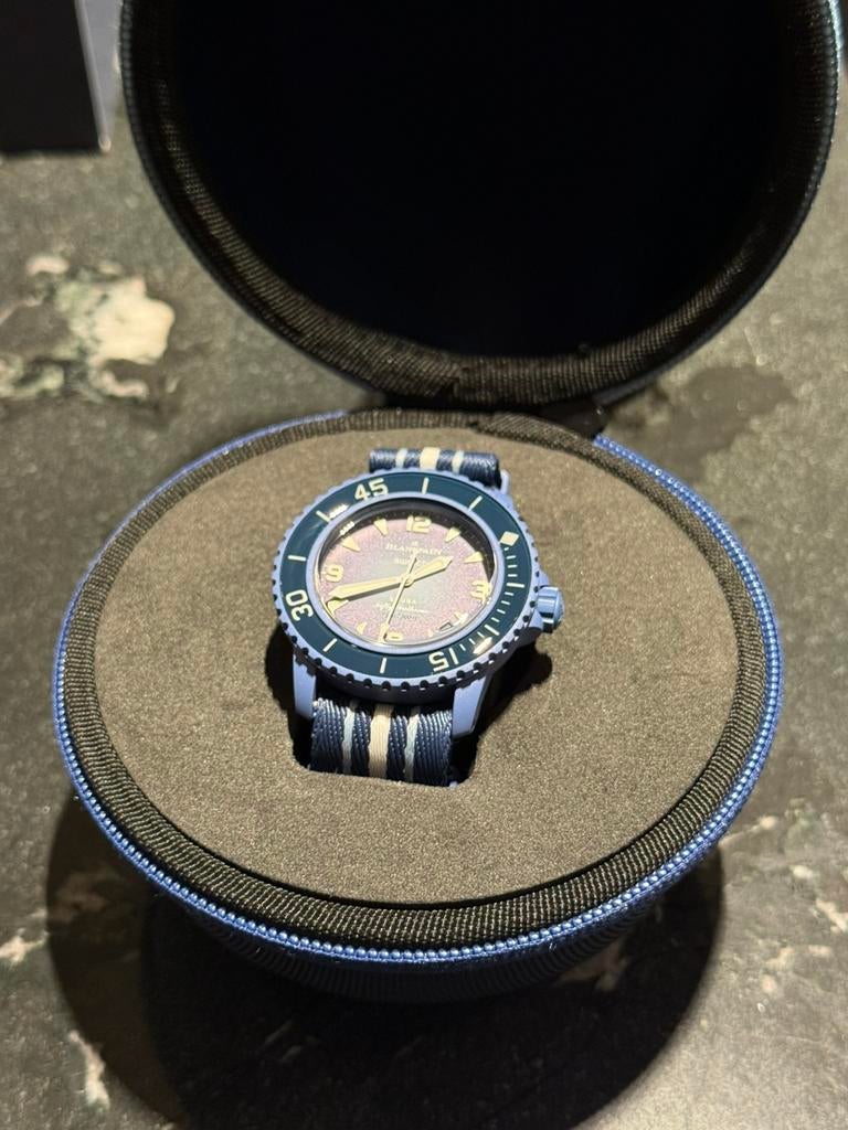Te koop: Swatch Scuba Fifty Fathoms Atlantic Ocean Blauw, Kunststof, Polshorloge, Ophalen of Verzenden, Zo goed als nieuw