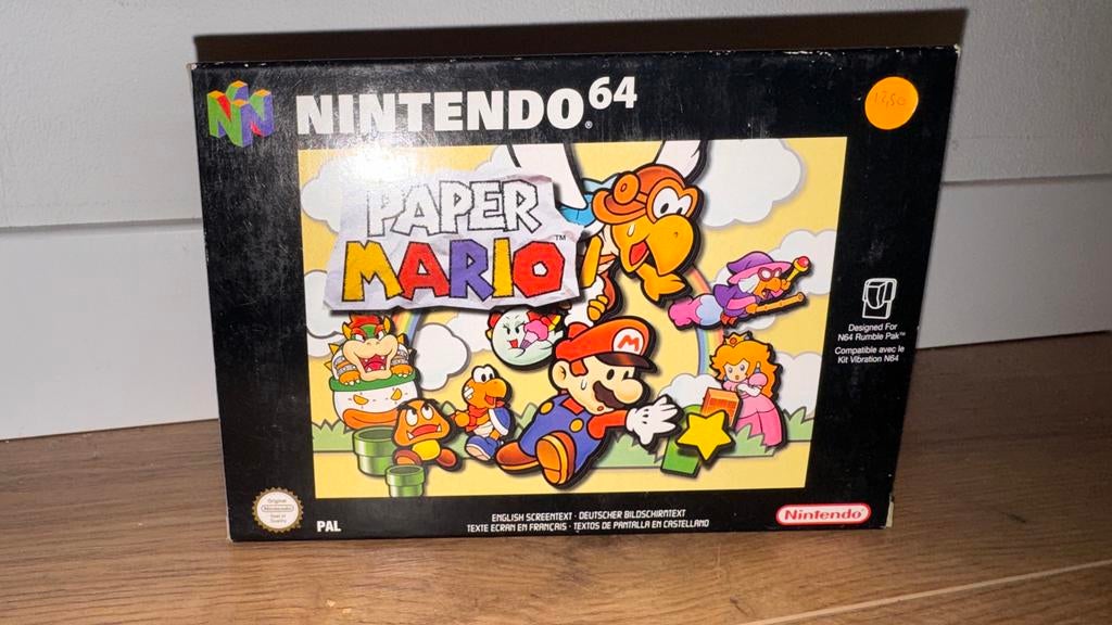 Paper Mario N64 Compleet in Doos - Topstaat!, Spelcomputers en Games, Games | Nintendo 64, Zo goed als nieuw, Role Playing Game (Rpg)