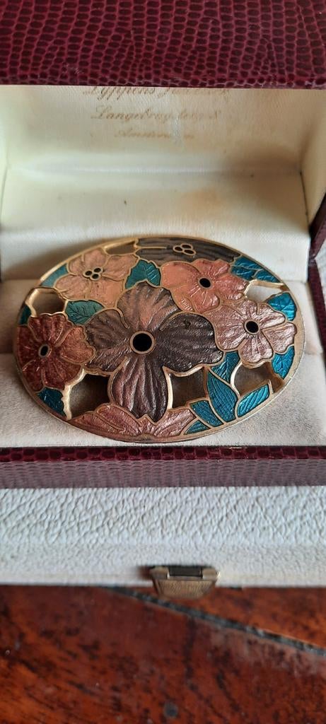 Vintage broche,emaille  cloisonné., Ophalen of Verzenden, Overige materialen, Broche