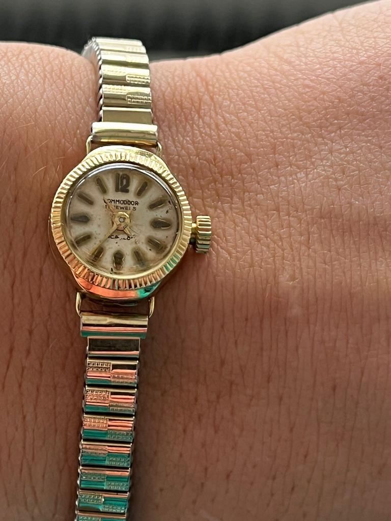 Vintage Commodoor Dameshorloge met 14k gouden kast, Overige merken, Met bandje, Polshorloge, Goud