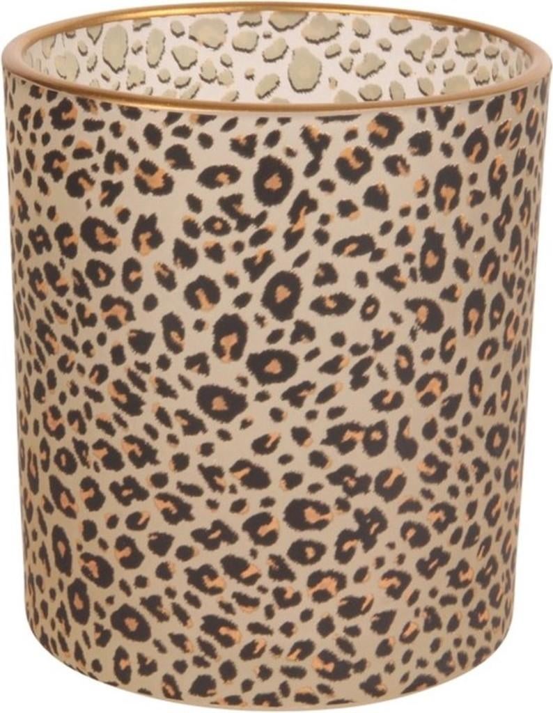 Theelichthouder - Luipaard dessin - ds3 - Goud/Zwart - Nieuw, Overige materialen, Zwart, Nieuw, Ophalen of Verzenden