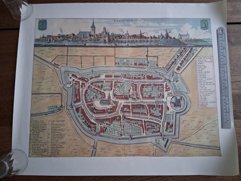 Kaart Franeker, Voor 1800, Ophalen of Verzenden, Nederland, Landkaart