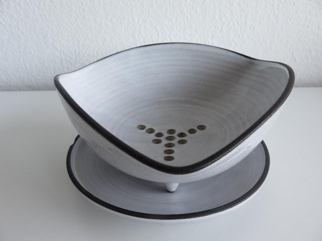 Vintage Nagtegaal Utrecht keramieken fruittest 2-delig, Huis en Inrichting, Gebruikt, Keramiek, Overige typen, Ophalen of Verzenden