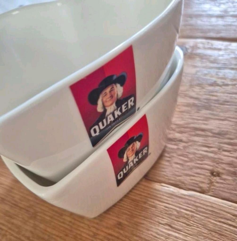 Quaker ontbijtschaaltjes hartjesvorm, Ophalen of Verzenden, Zo goed als nieuw, Glas, Overige stijlen