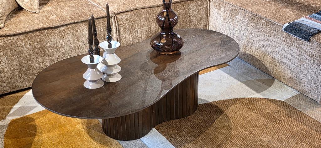 Organische salontafel - mangohout - Bruin Showmodel, Ophalen, 100 tot 150 cm, Bornsestraat 31, Jarameubeloutlet@hotmail.com