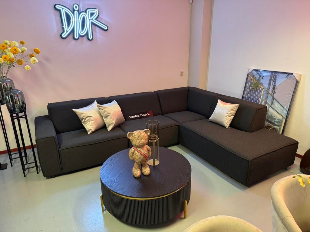 ACTIE Luxe Boucle Teddy Elementen Hoekbank 300x230cm Zwart, Huis en Inrichting, Banken | Bankstellen, 250 tot 300 cm, Info@oosterbaanwonen.nl