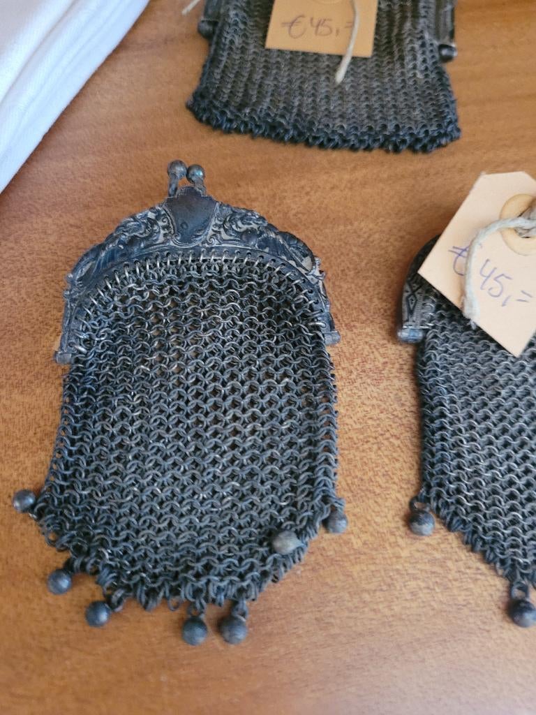 Antiek verzilverd chateleine beursje p/st 35 euro, Antiek en Kunst, Ophalen of Verzenden