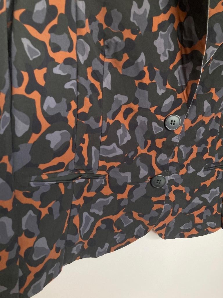 Japan TKY roest panterprint blazer travelstof maat 38, Maat 38/40 (M), Bruin, Japan TKY, Leidsevaartweg 1, 2106NA Heemstede