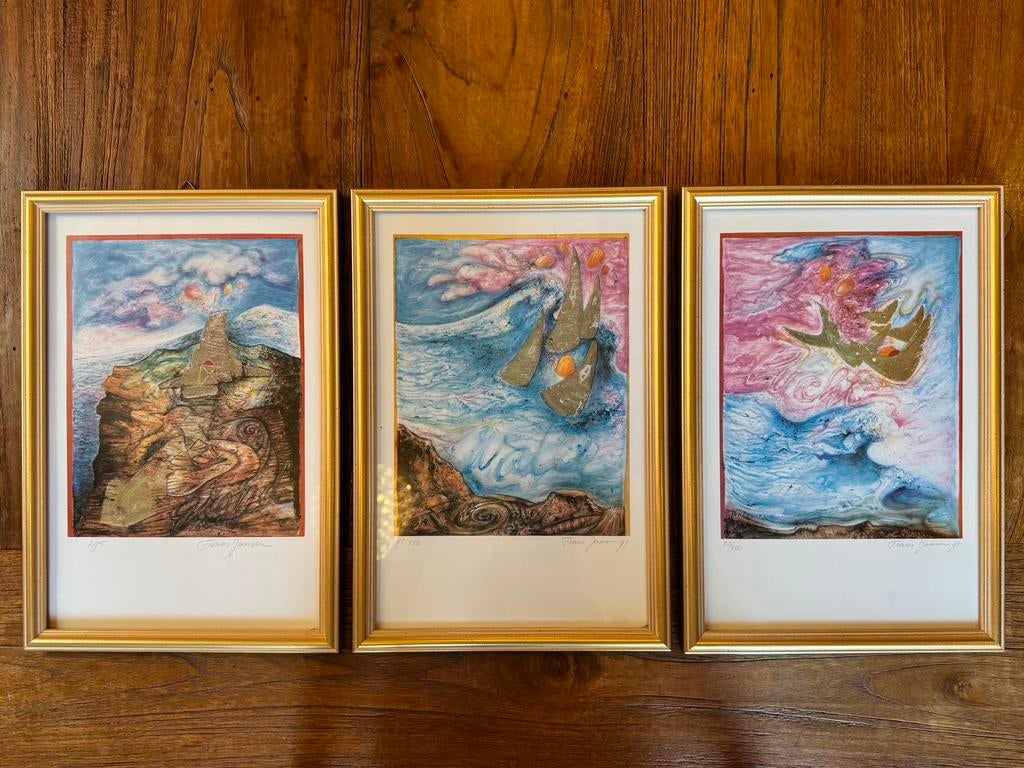 Frans Jansen, gesigneerd drieluik!, Minder dan 50 cm, Ophalen of Verzenden, Zo goed als nieuw, Schilderij