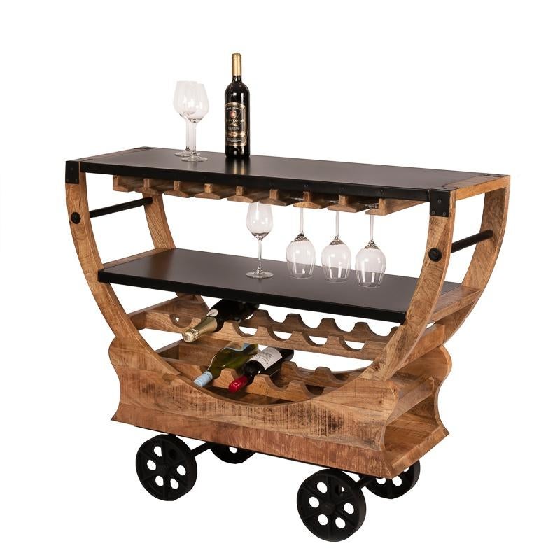 SHOWROOM MODEL Houten Wijnkar Wijntrolley Vintage Wijnrek, Info@dehanzeherten.nl, De Hanze Herten BV, 5 tot 15 flessen, Nieuw