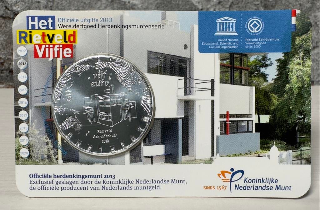 Rietveld Vijfje UNC Coincard, Ophalen of Verzenden, Koningin Beatrix, Euro's, Losse munt